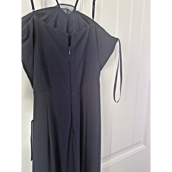 XSCAPE Women's Rosette Halter Gown Sleeveless Front slit Formal Dress Navy 14 - Picture 11 of 11